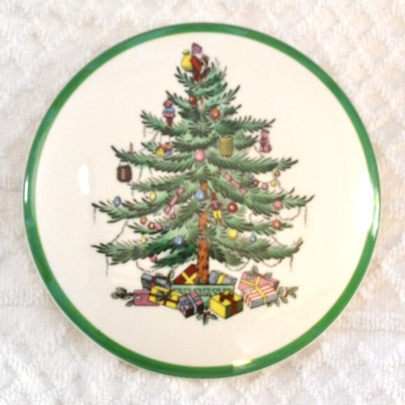 Vintage Spode Christmas Tree Round Trinket Box Storage And Decor - Picture 4 of 4